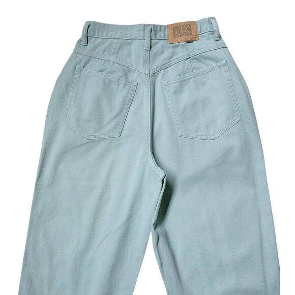 90s vintage pleated mom jeans pastel light green tapered Liz Claiborne Lizwear. - Picture 4 of 5